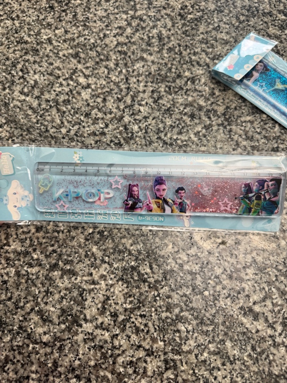 K-Pop Glitter 20cm Ruler - Blue/Pink